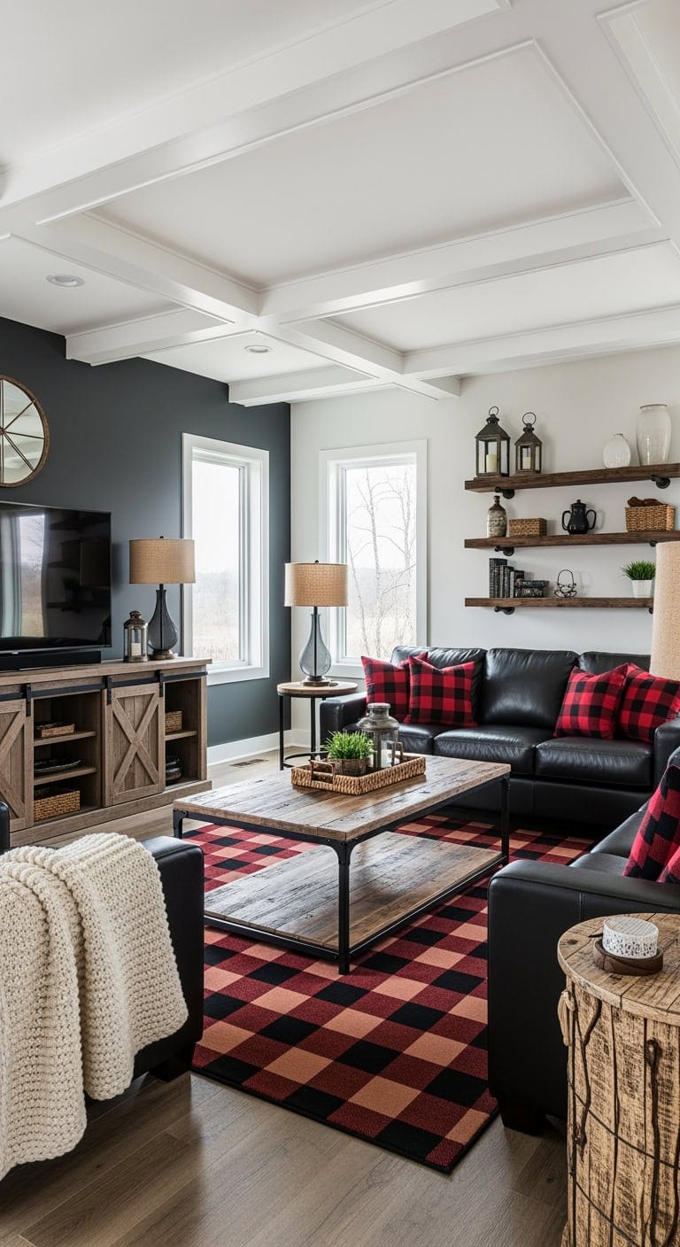 red plaid modern farmhouse