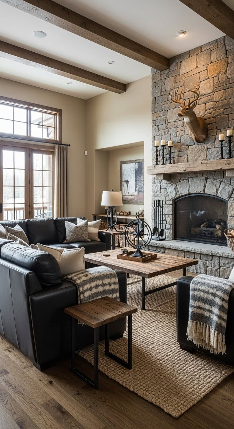 refined rustic black sectional