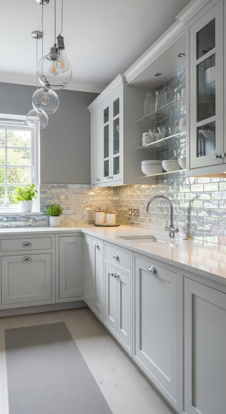 reflective glass backsplash brightens kitchens