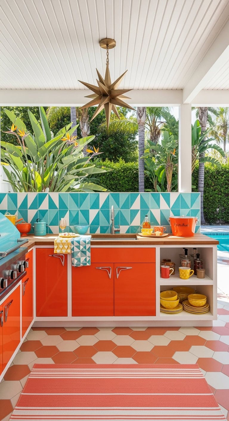 retro palm springs outdoor kitchen