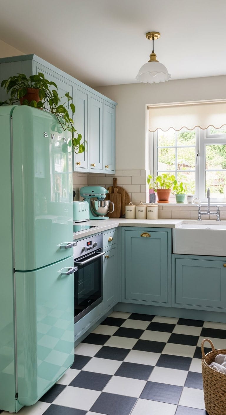 retro pastel cozy kitchen revival