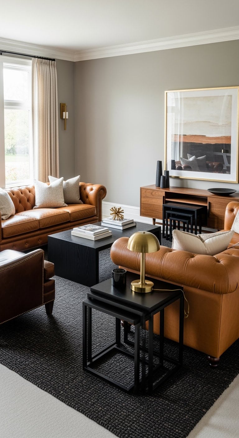 rich tan chesterfield elegance