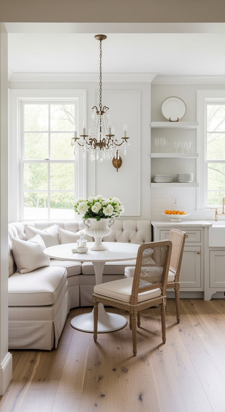 romantic french curved banquette