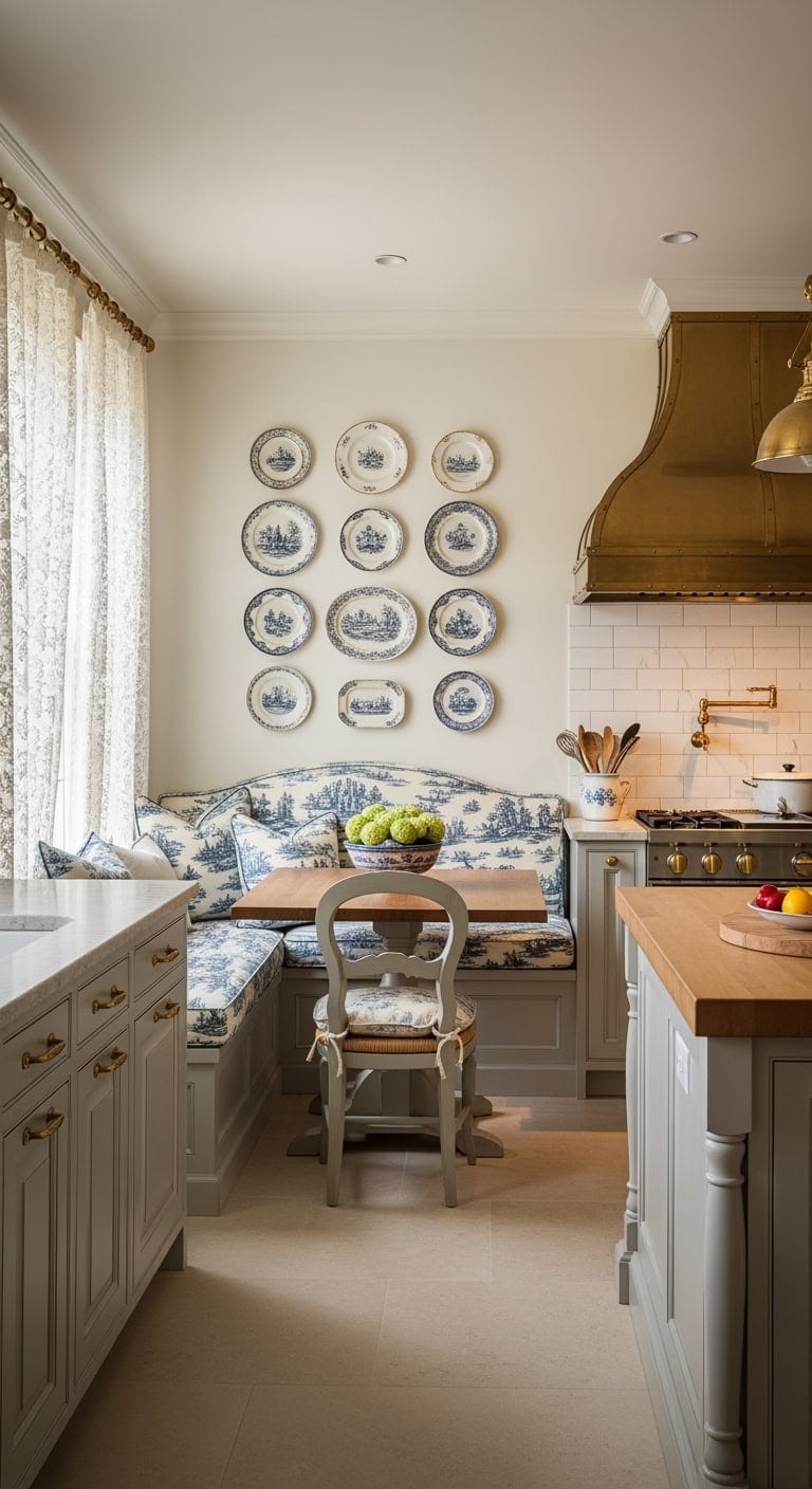 romantic french toile banquette