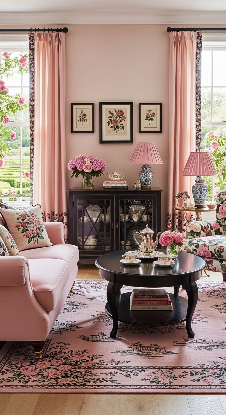 romantic pink and black cottagecore