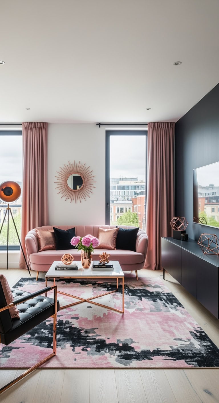 rose gold and matte black glam