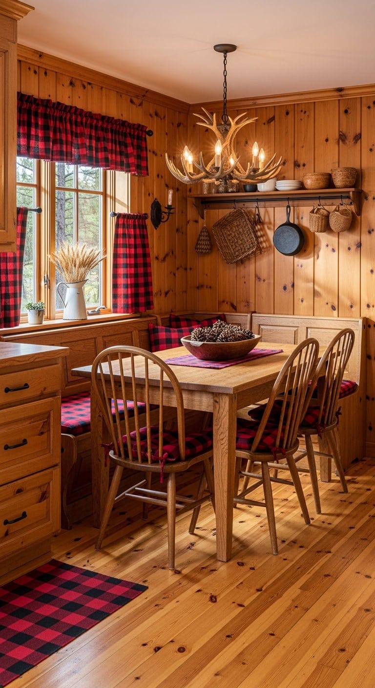 rustic pine paneled cozy nook