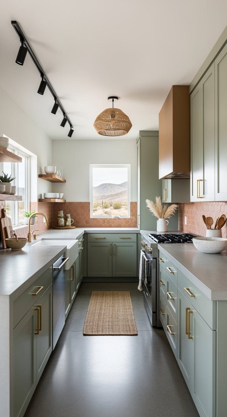 sage concrete desert kitchen