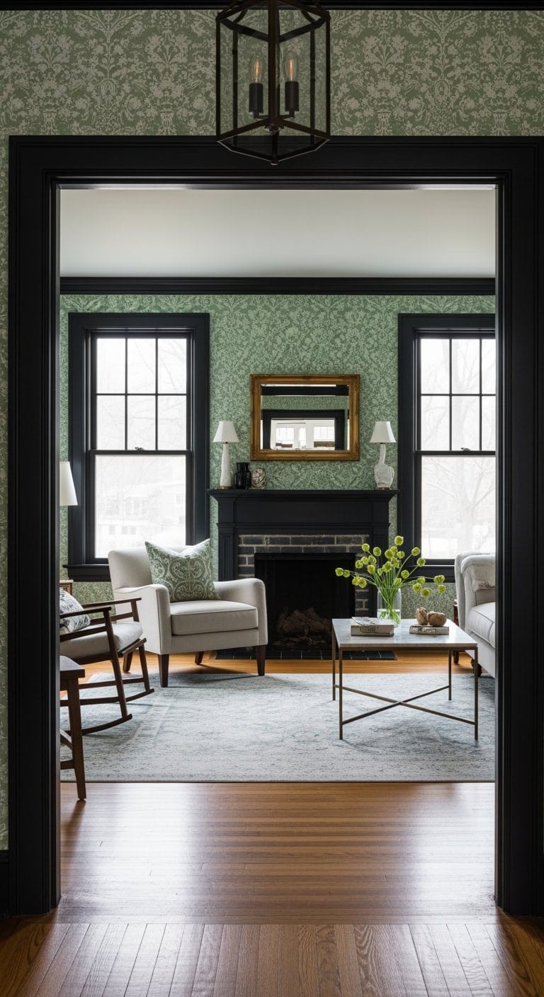 sage damask with blacktrim