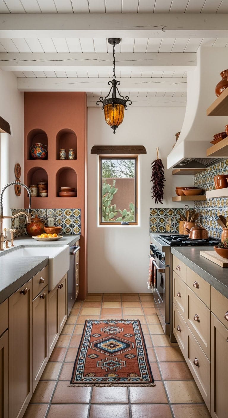 santa fe inspired compact kitchen