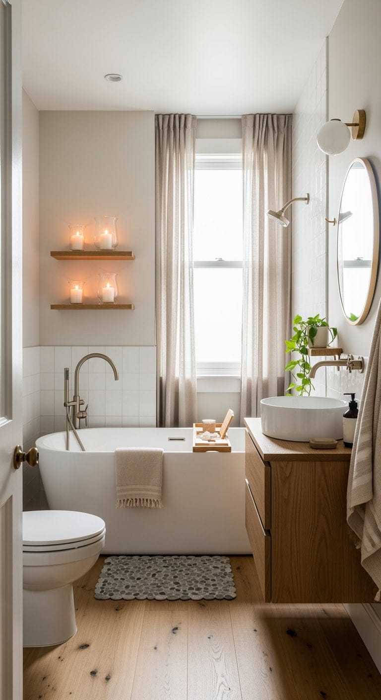 scandinavian candle ledge soaking sanctuary