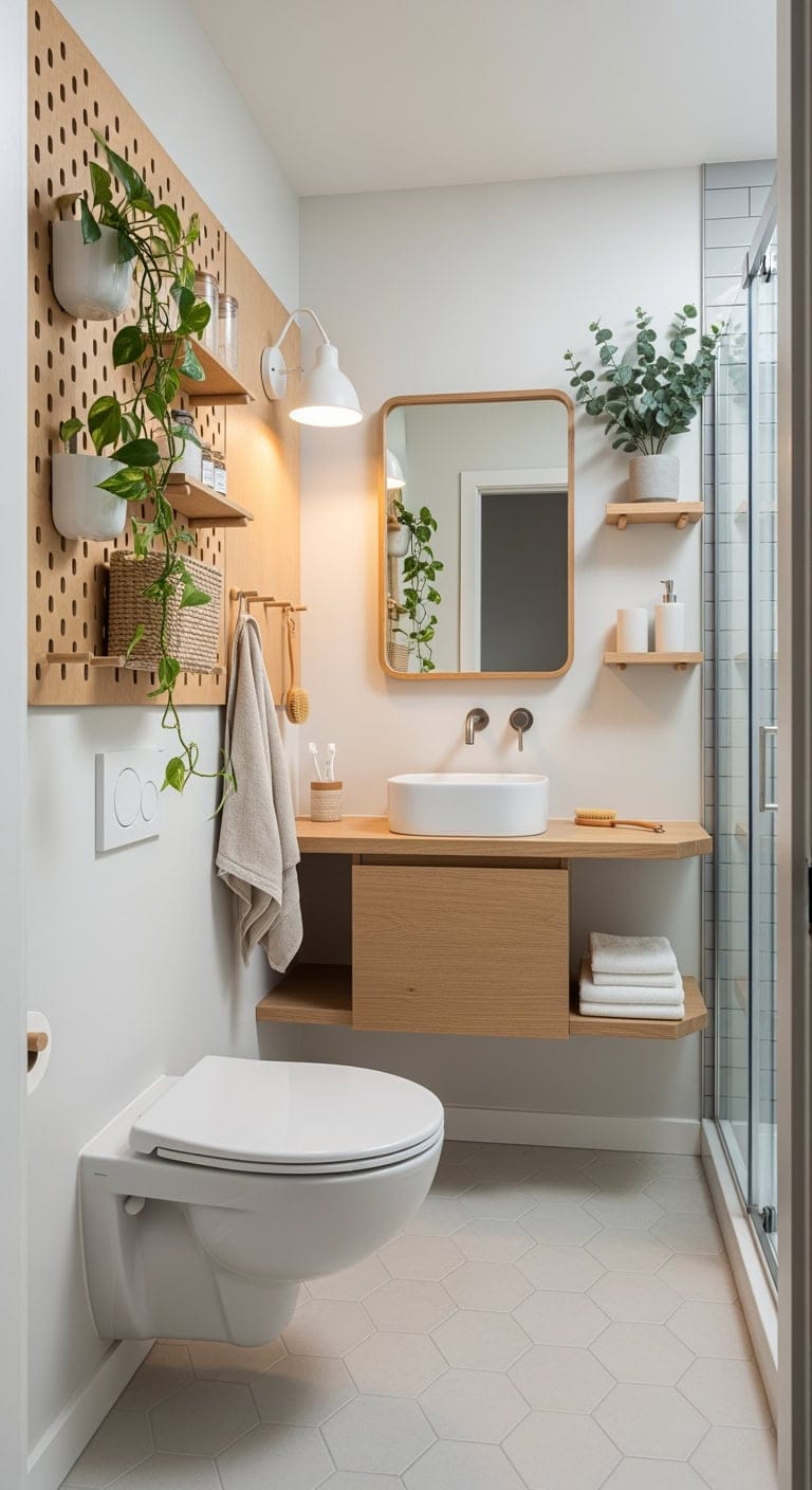 scandinavian light wood pegboard