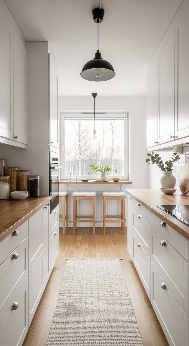 scandinavian narrow kitchen makeover