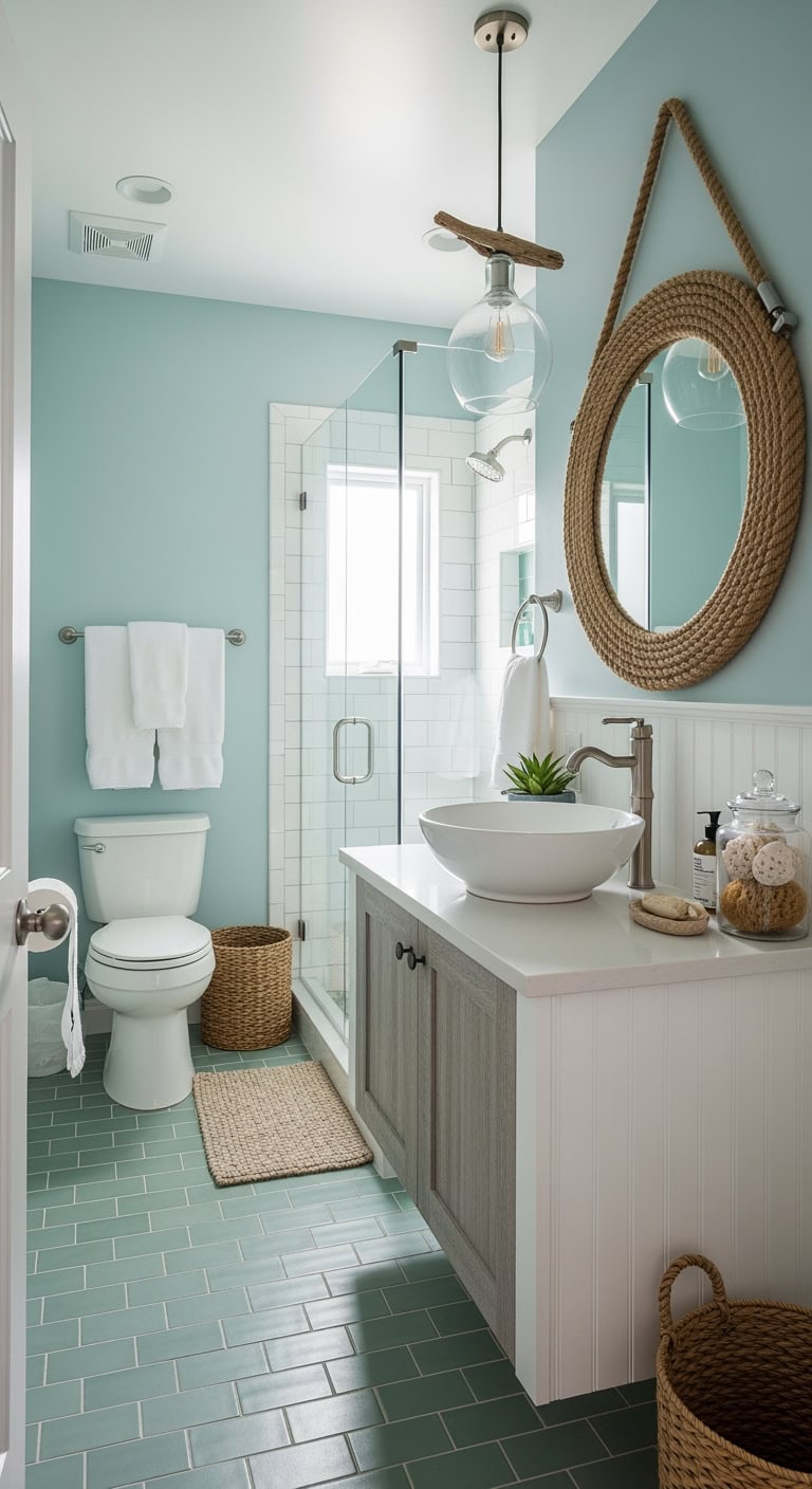 sea glass coastal bathroom retreat