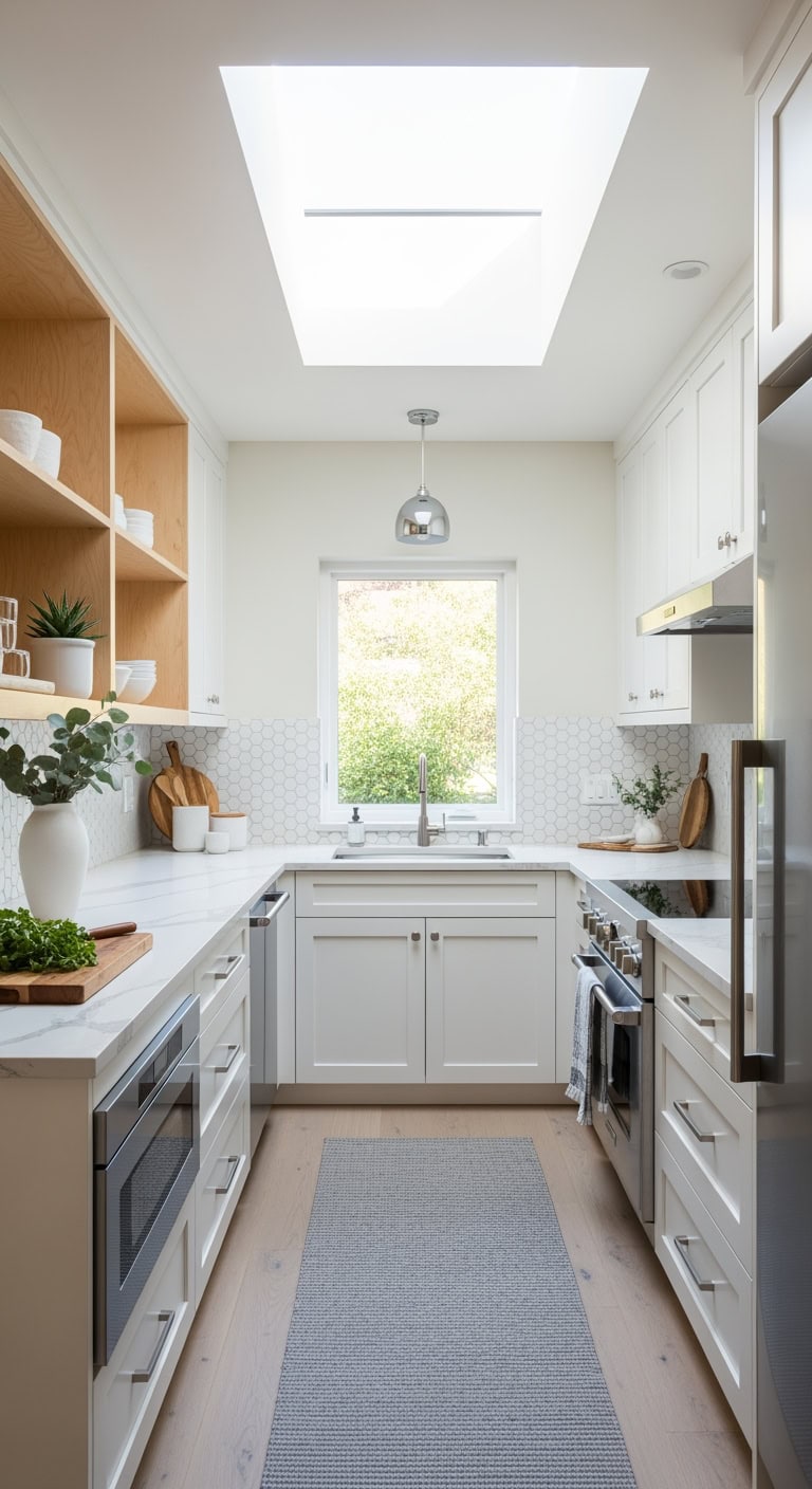 skylit scandinavian minimalist kitchen