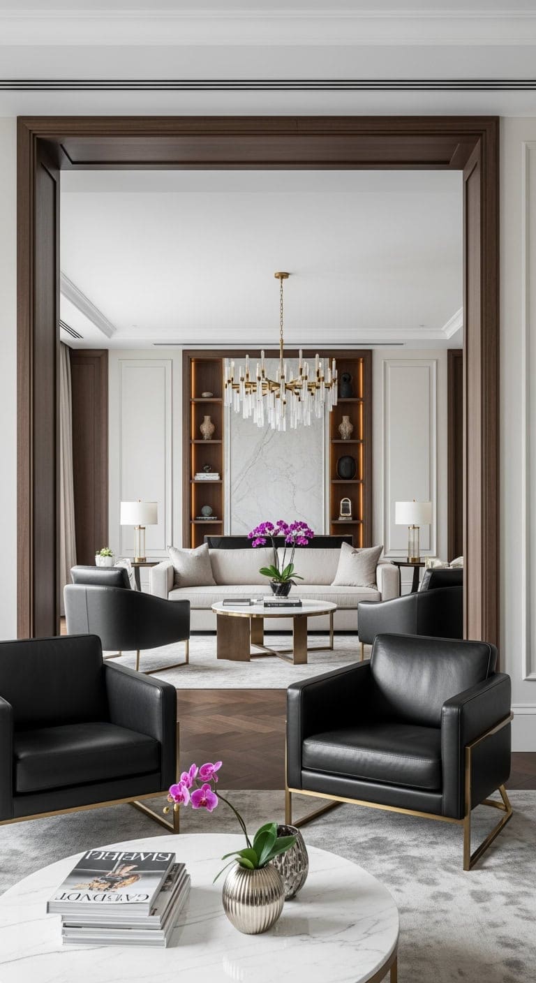 sleek black and gold midcentury