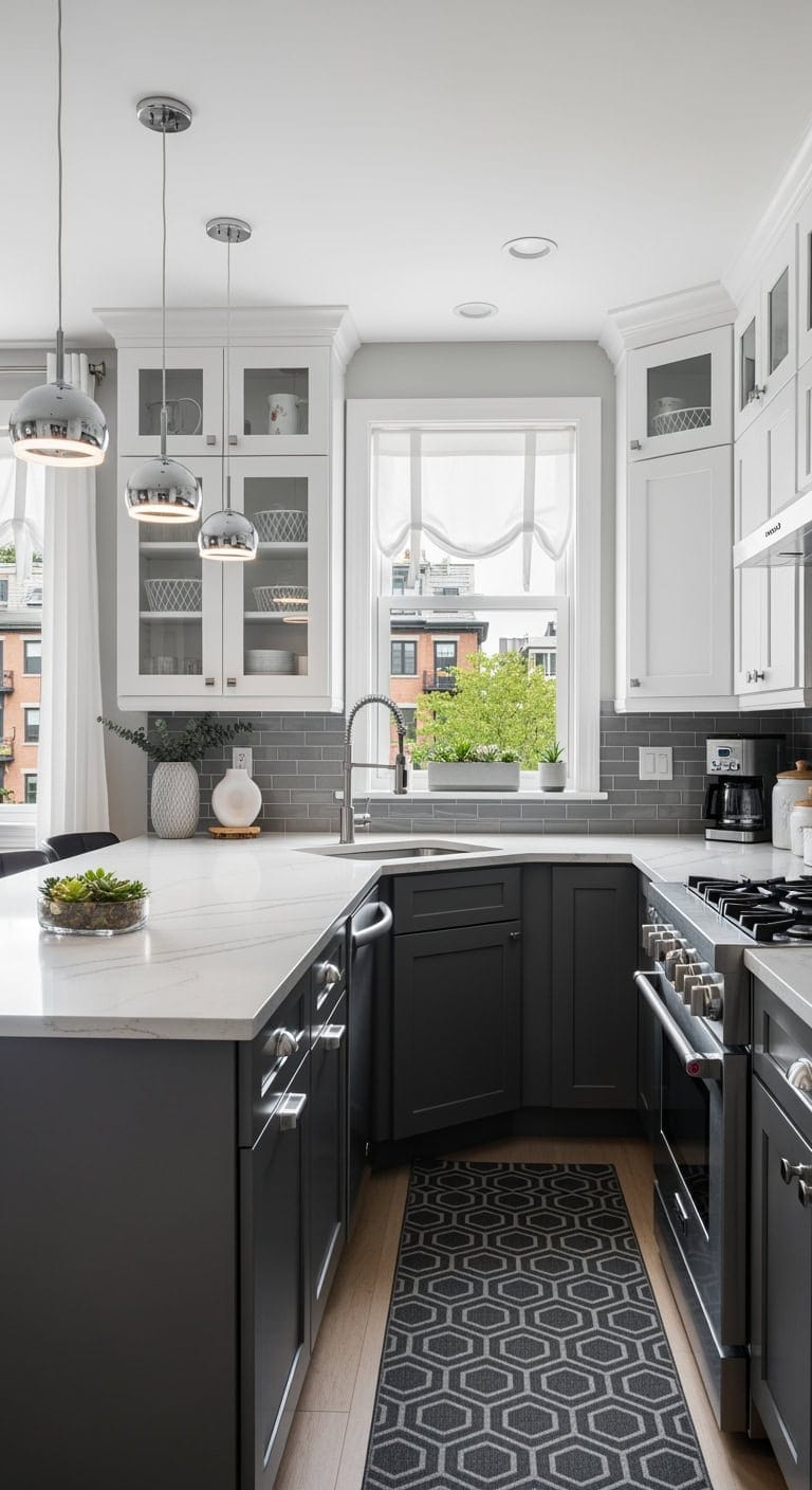 sleek narrow charcoal peninsula