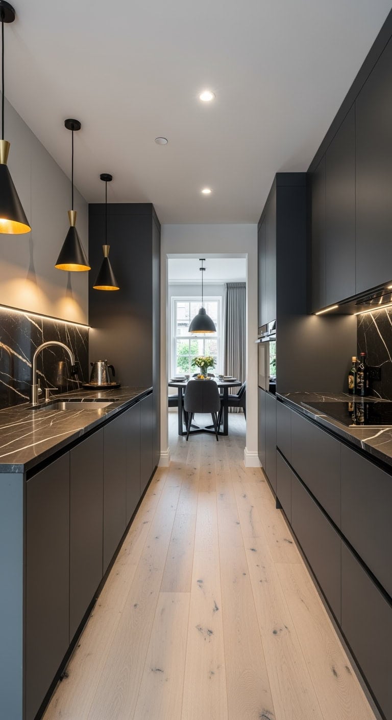 sleek obsidian boutique kitchen