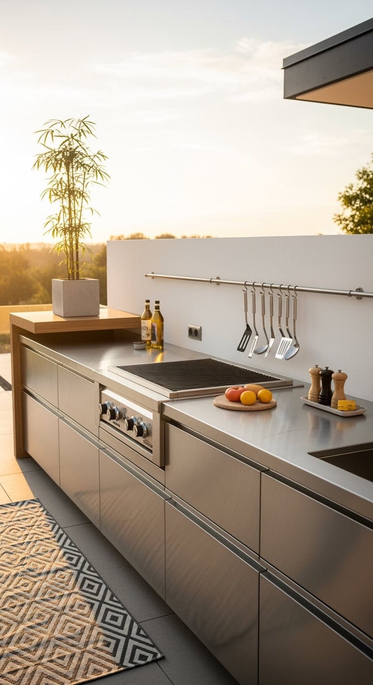 sleek stainless steel patio