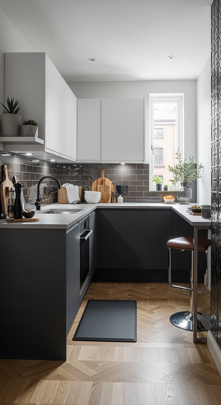 sleek two tone u kitchen