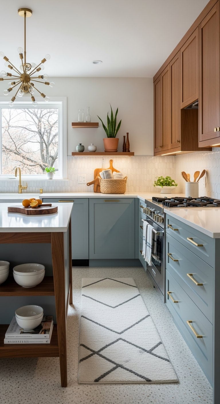 slender two tier midcentury island