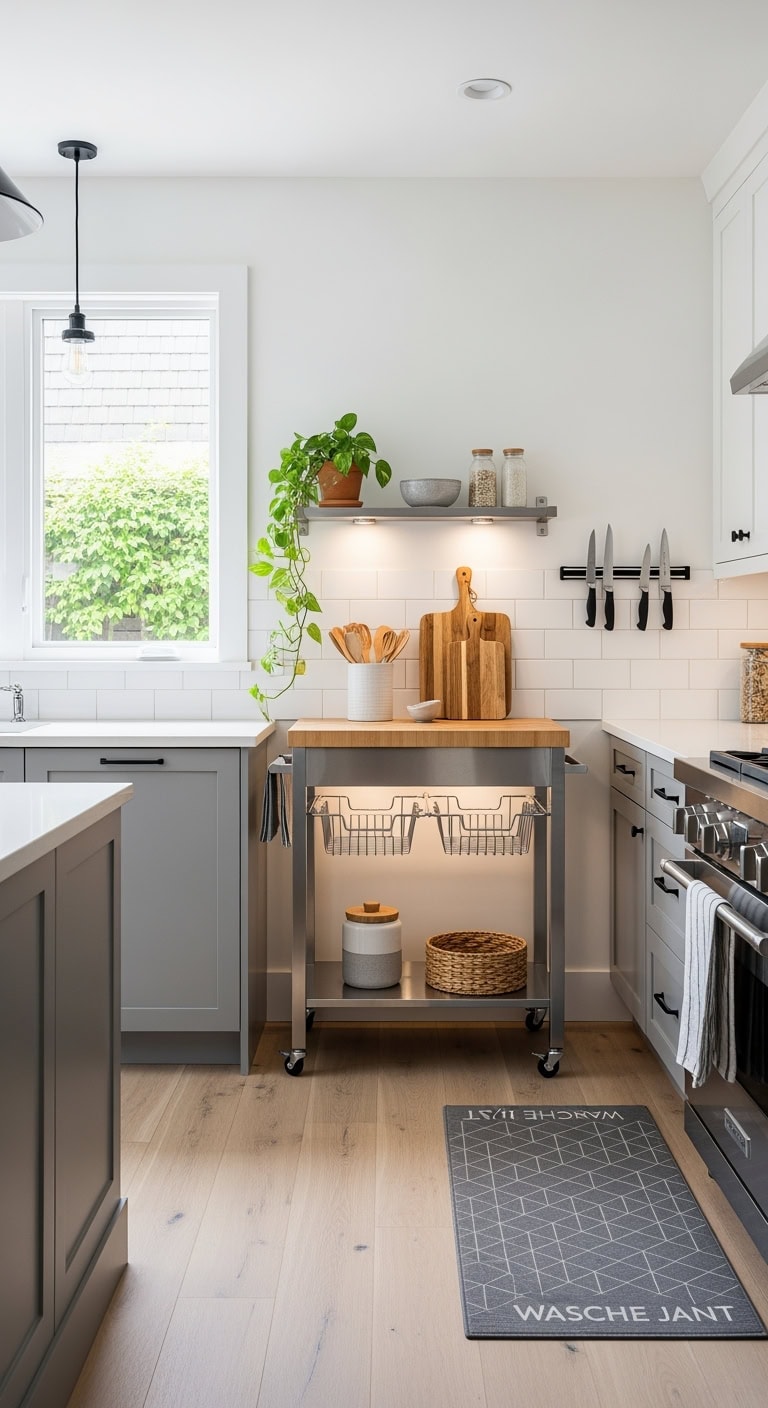 slim matte black rolling cart