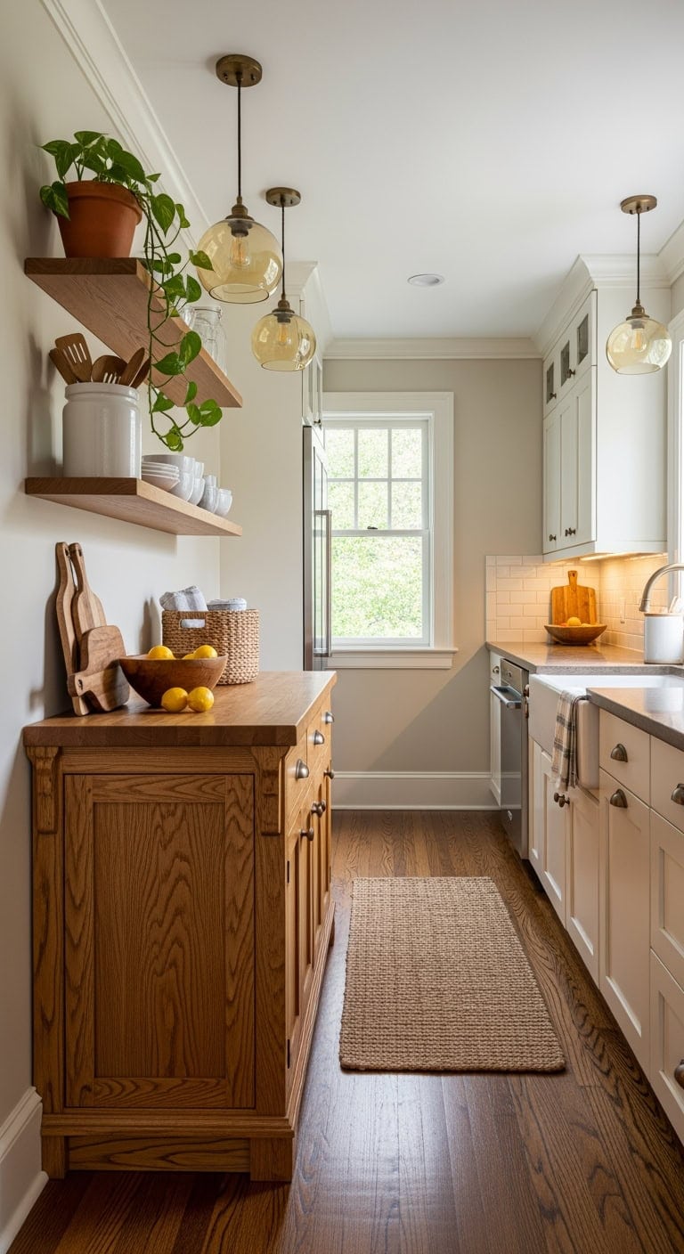 slim oak craftsman kitchen island