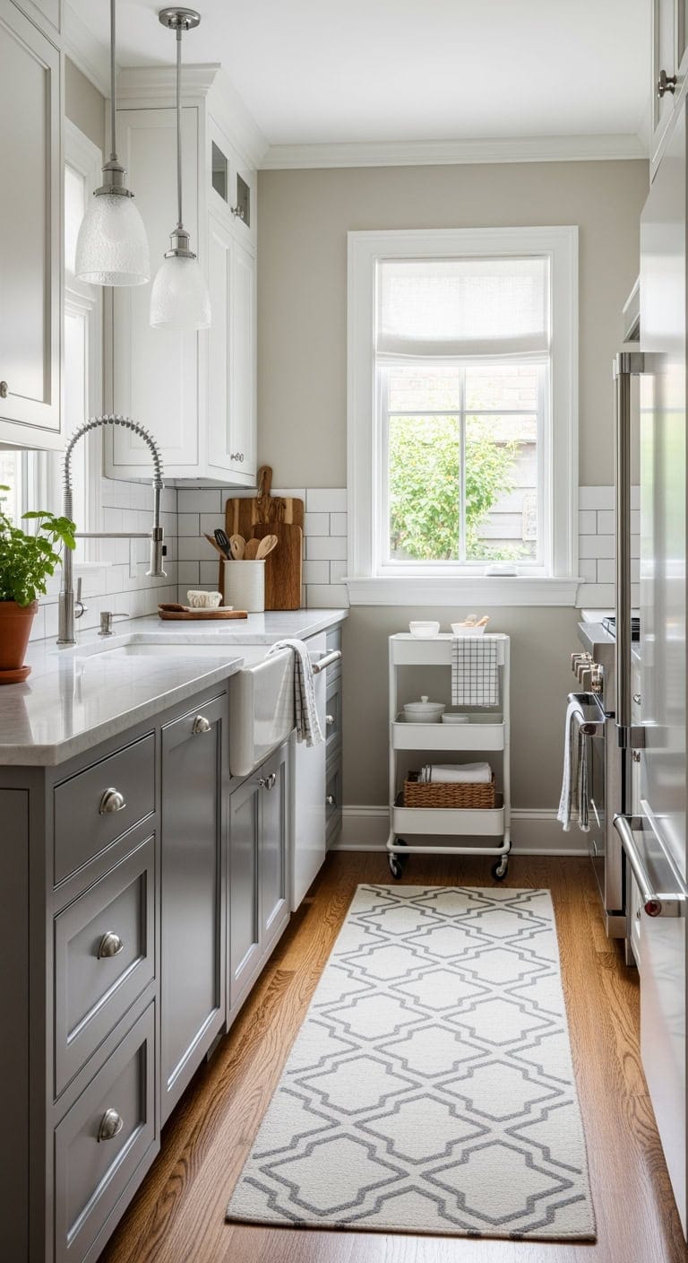 slim transitional kitchen cart