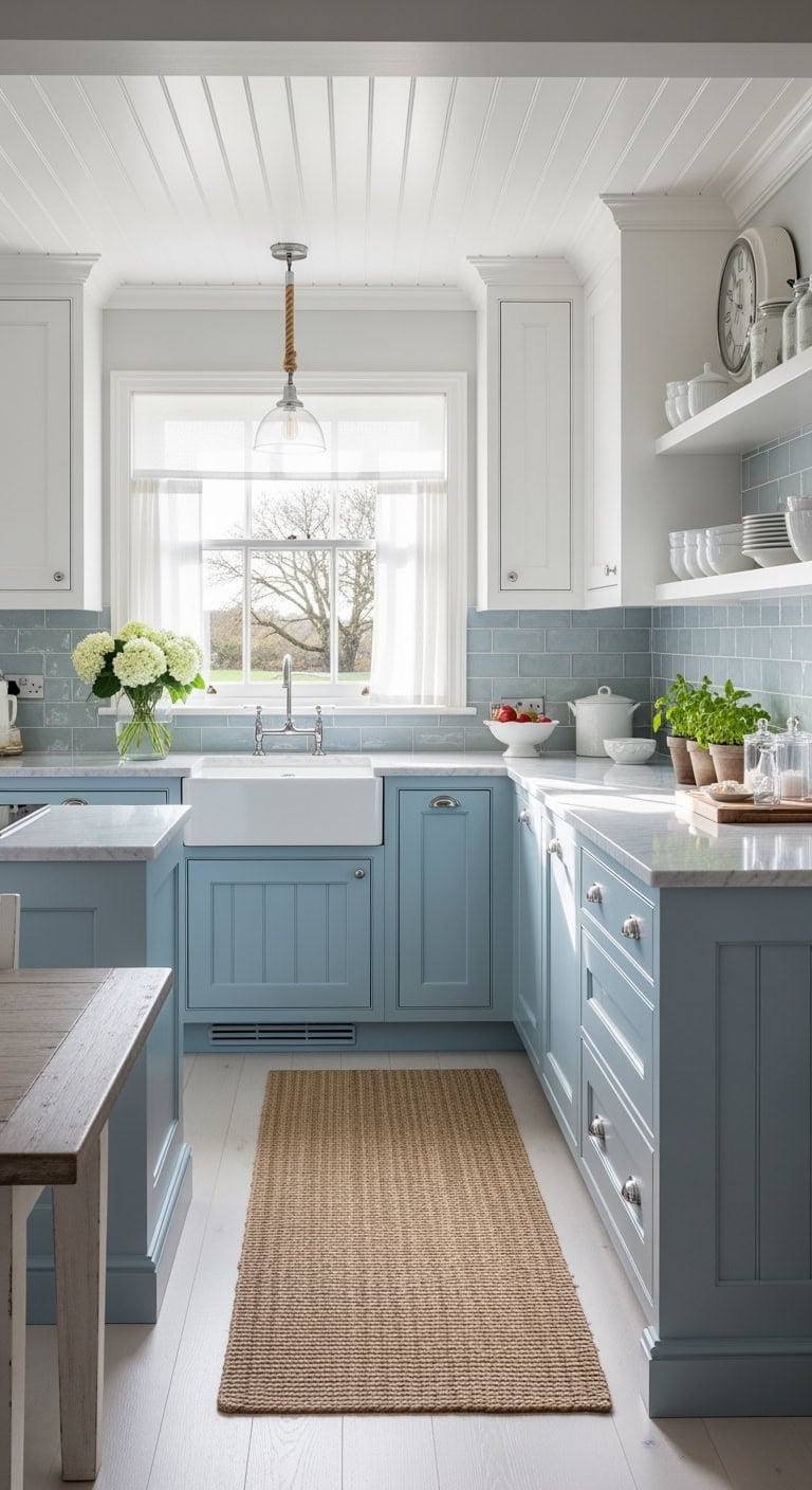 soft blue seaside kitchen retreat