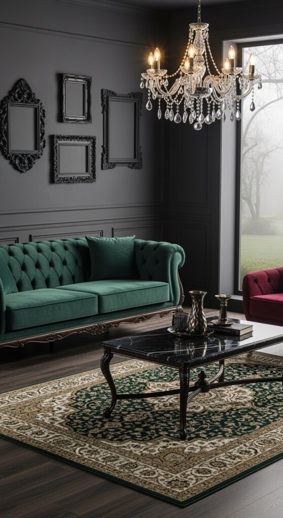 23 Stylish Black and Green Living Rooms
