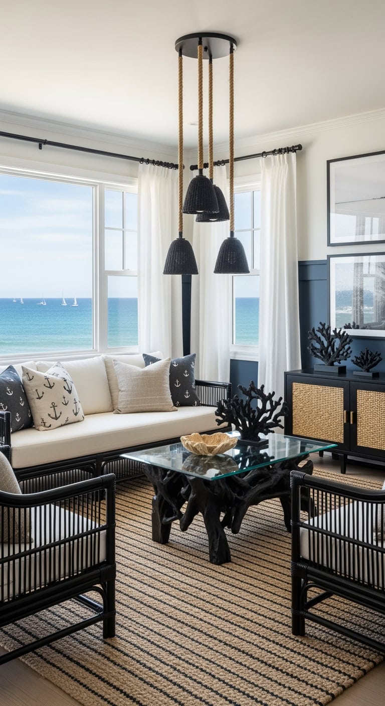 sophisticated black coastal rattan