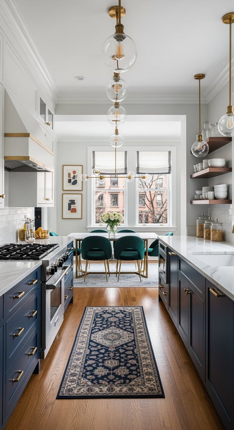 sophisticated narrow kitchen makeover