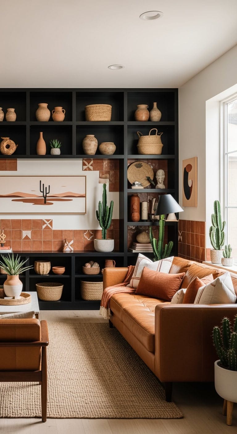 southwest black built ins terracotta