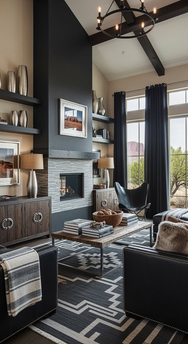 southwest modern black leather