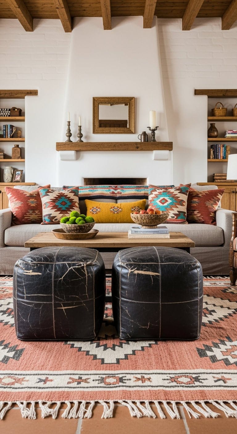 southwestern black leather accents