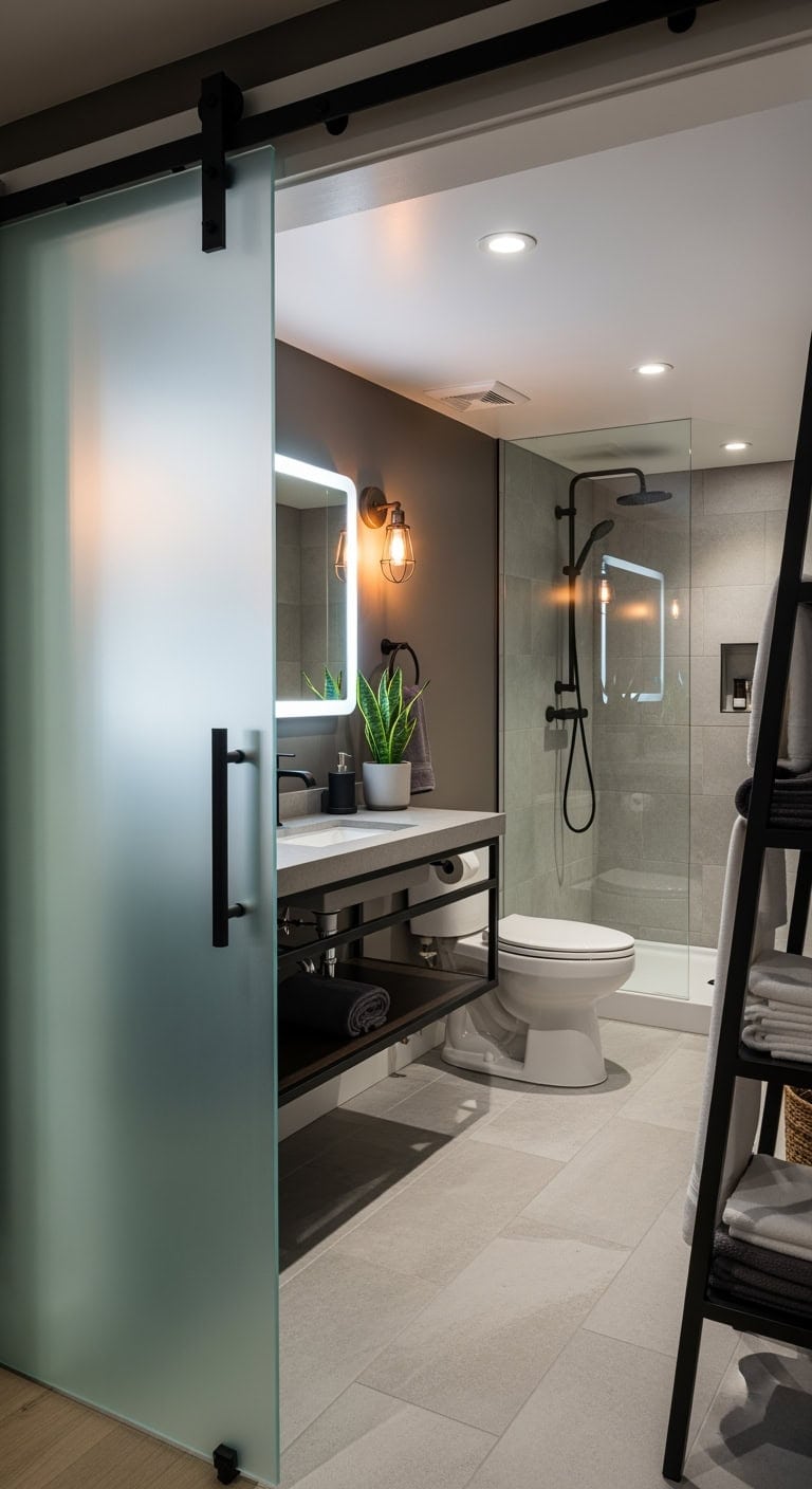 space saving industrial barn door