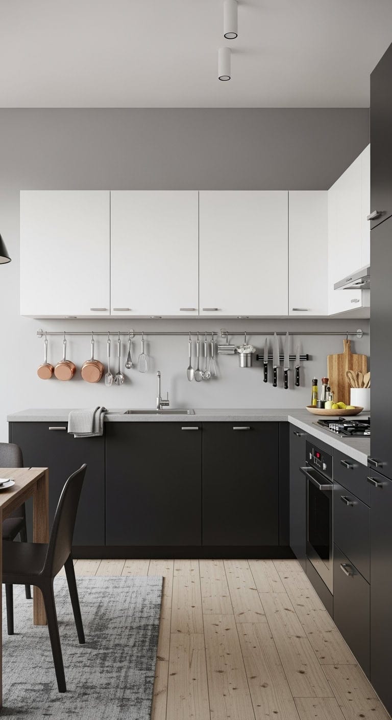 stainless steel organized kitchen prep