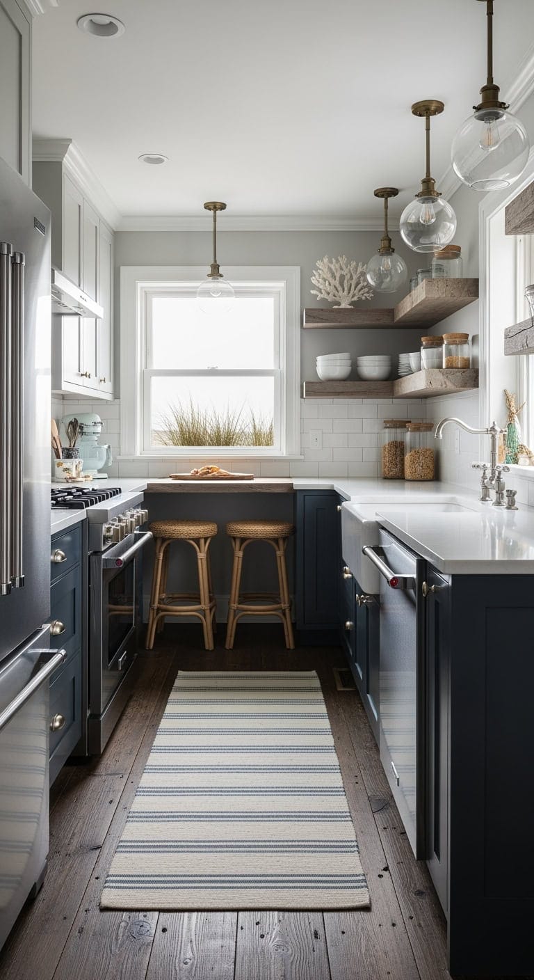 stormy coastal chic kitchen