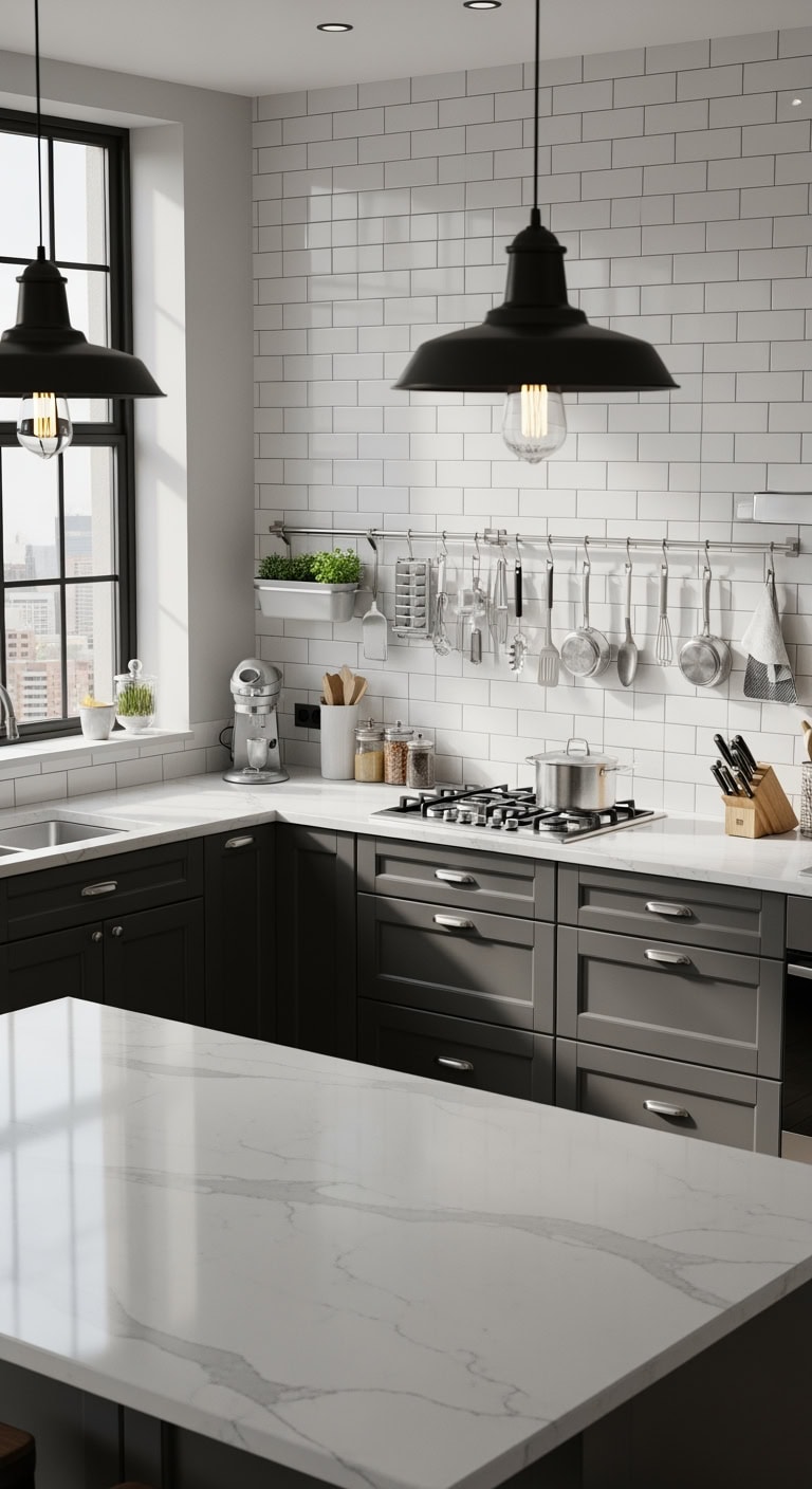 streamlined small kitchen counter organization