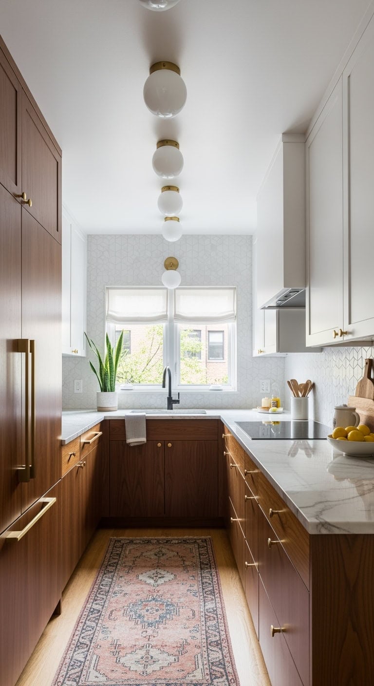 streamlined walnut mid century kitchen