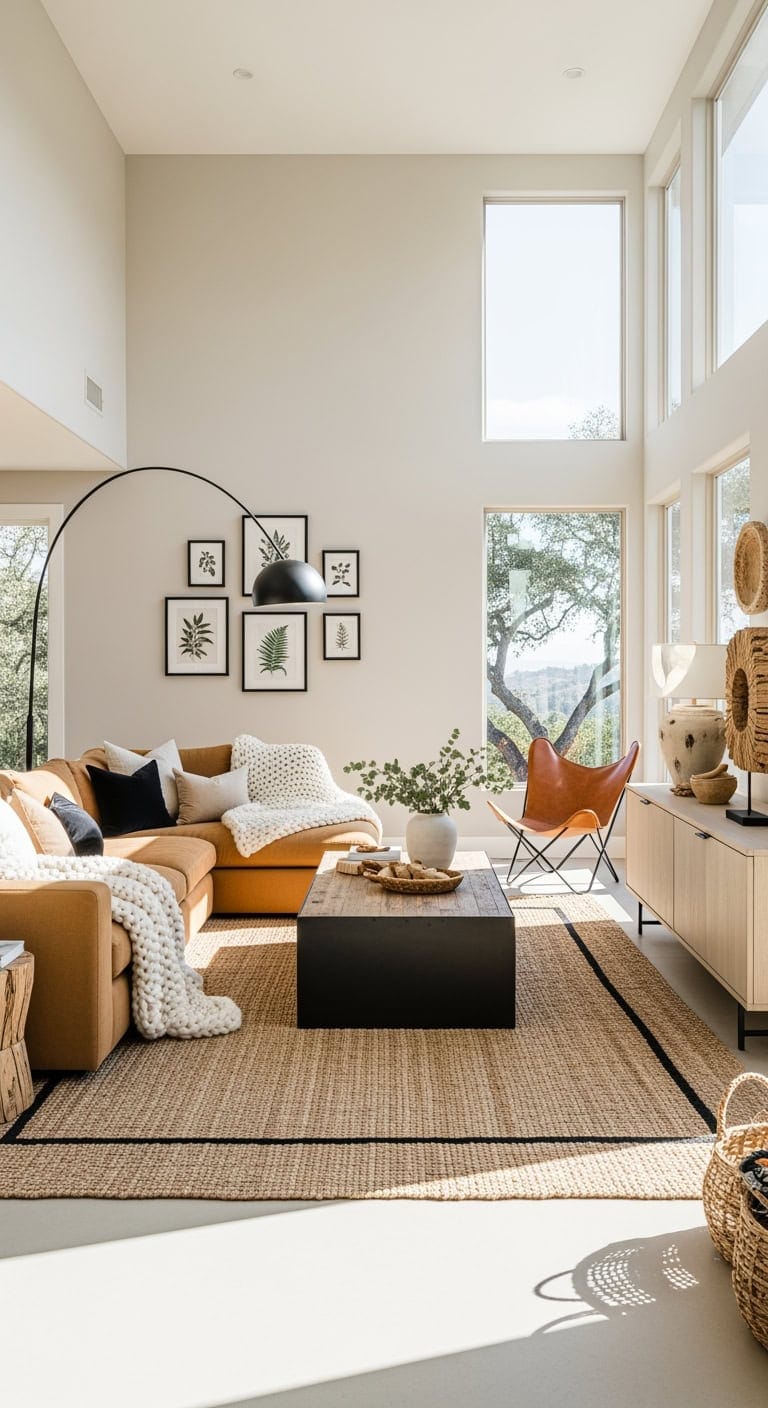 sun bleached tan linen with matte black frames