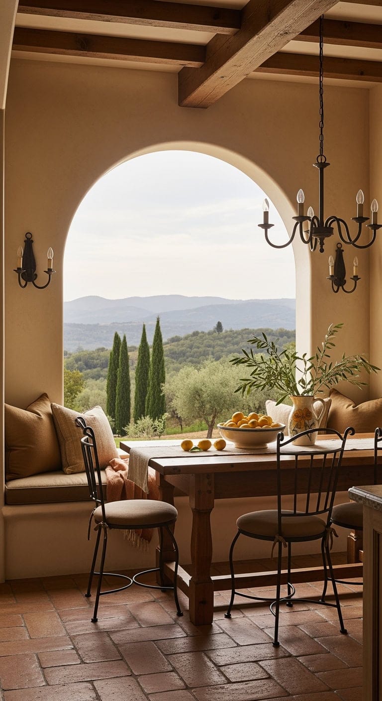sun drenched tuscan breakfast nook