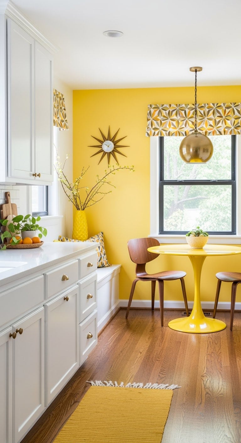 sunny yellow mid century nook