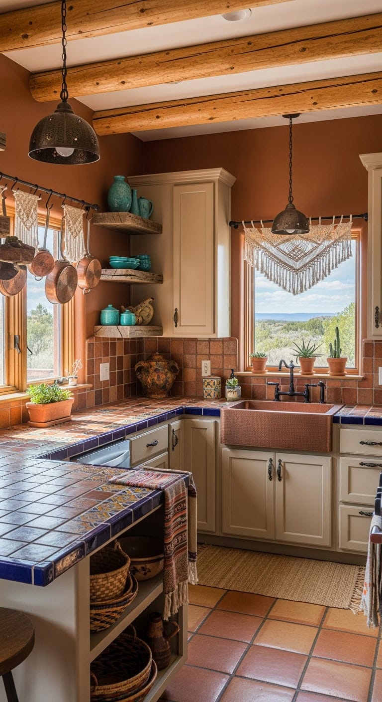 terracotta adobe inspired cozy kitchen