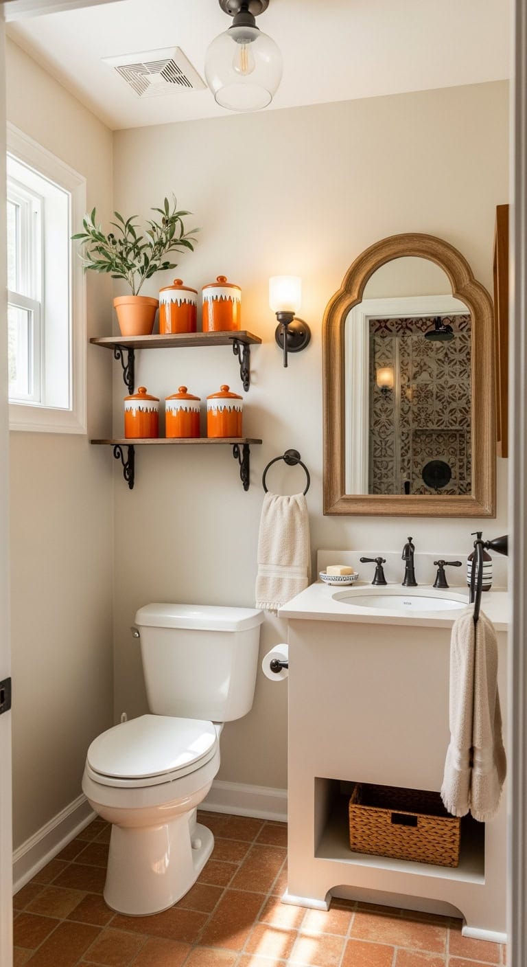 terracotta toned cozy mediterranean bathroom