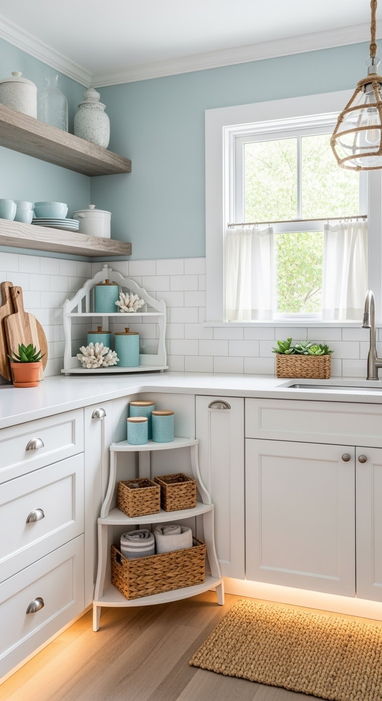 tiered coastal corner storage