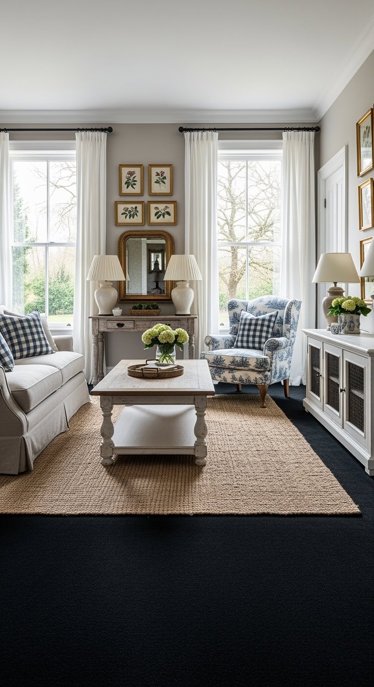 toile accented french country interiors