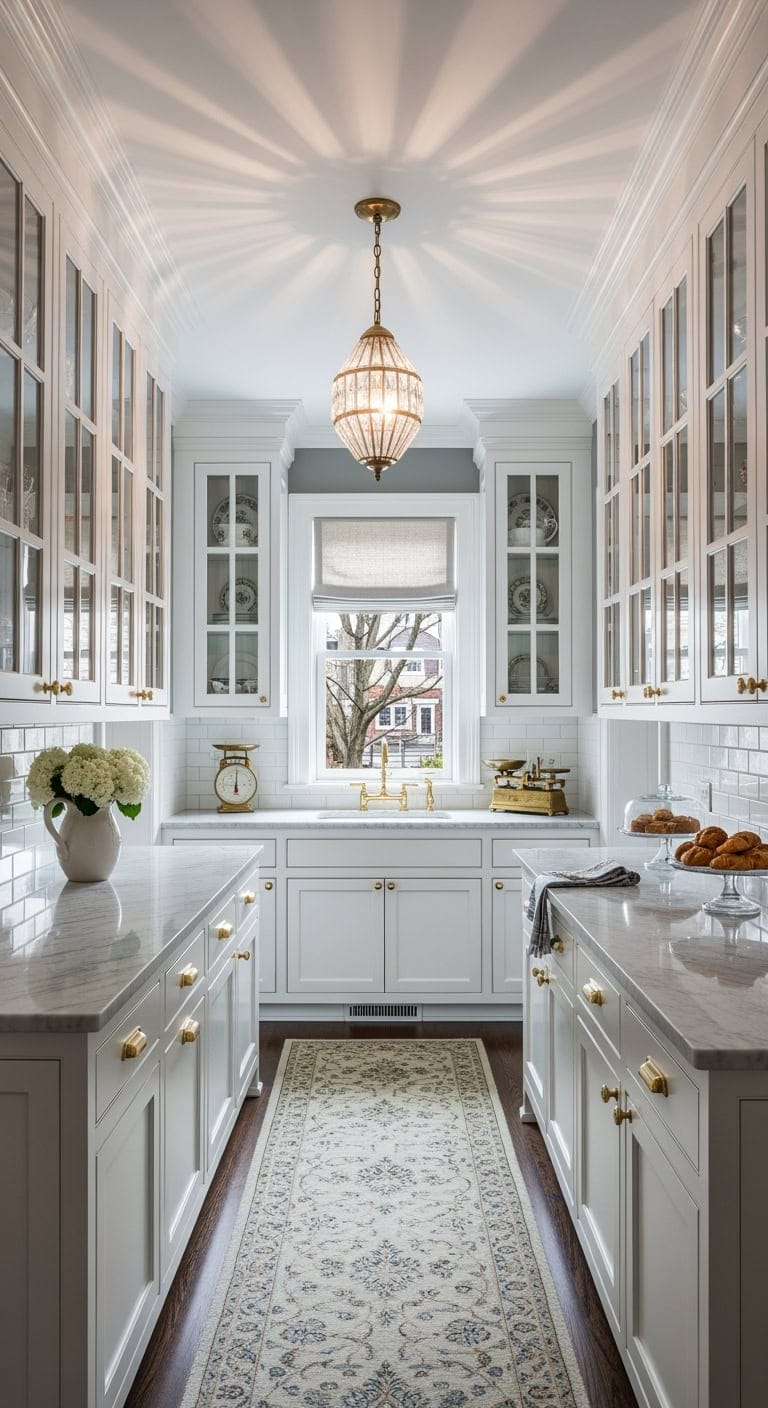 traditional glass front galley