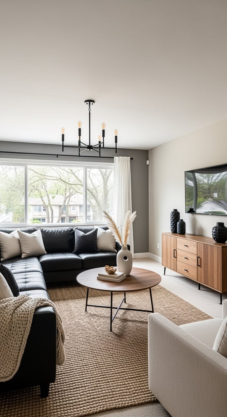 transitional black sectional neutral textures