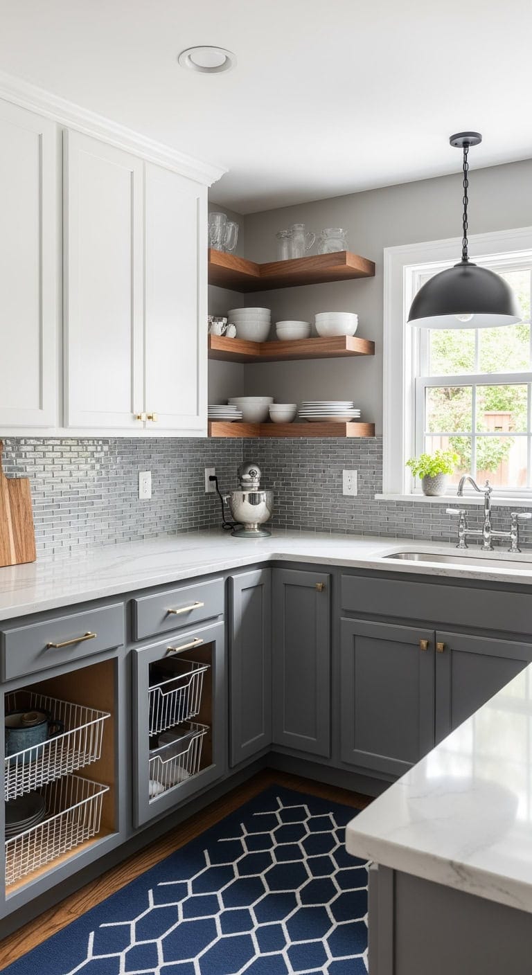 transitional mini angular kitchen